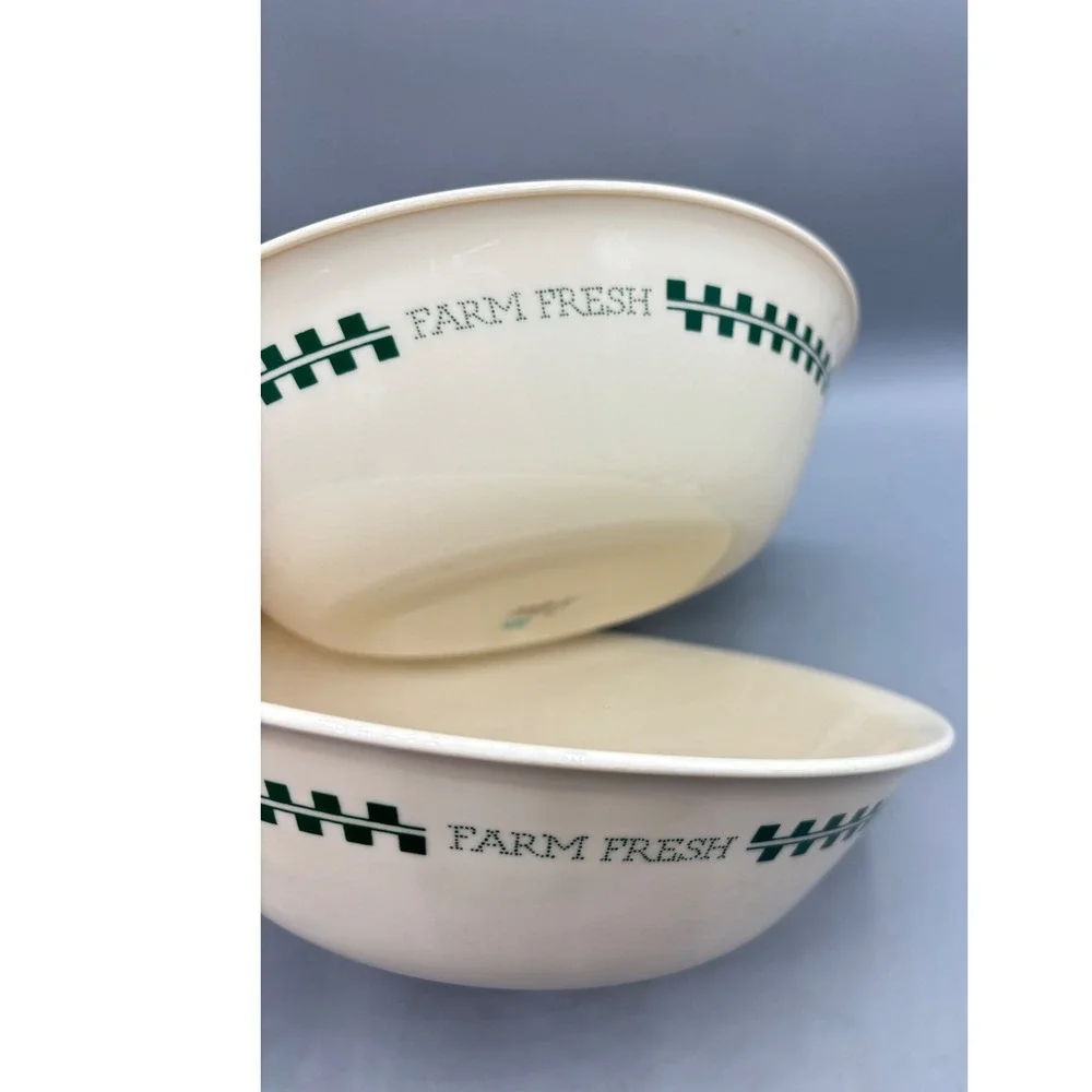 Corelle Farm‎ Fresh Serving Bowls Set of 2 Green Checkerboard Vitrelle USA